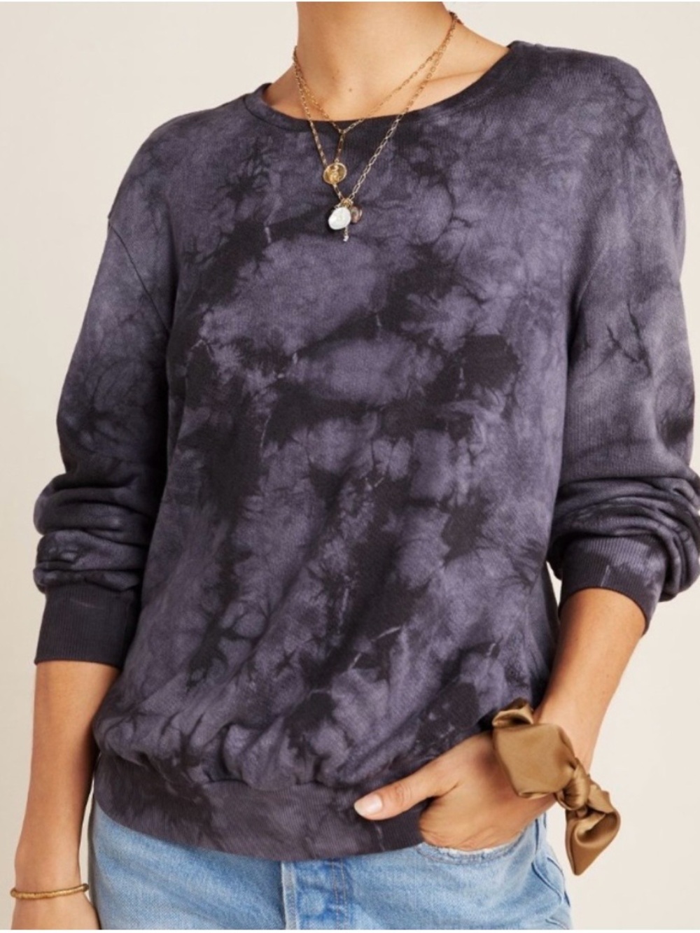 Anthropologie Eri + Ali Gray/Black Tie Dye Sweatshirt